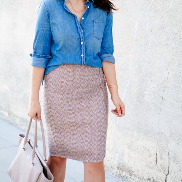 J. Crew tweed pencil skirt with zipper accent - Picture 8 of 16